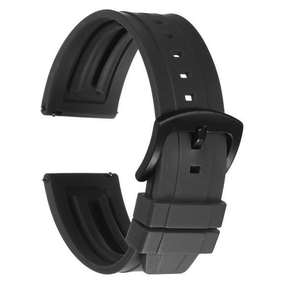 Uxcell Watch Bands 24mm Rubber Watch Strap Quick Release Black Strap Black Buckle