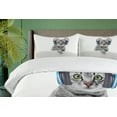 thumbnail image 4 of Ambesonne Cat Duvet Cover Sets, Animal Listening to Music, 2-Queen, Grey White, 4 of 7