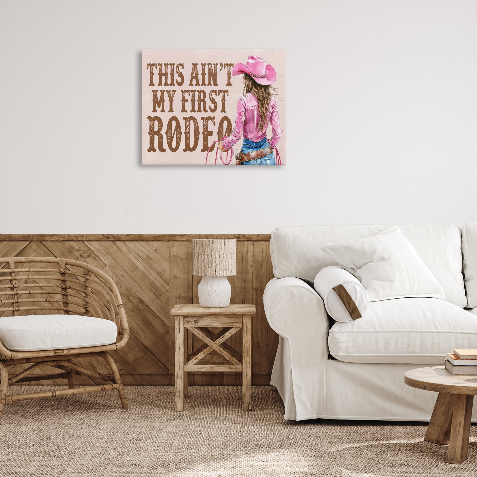 Stupell Industries Ain't My First Rodeo Girl People Painting Wrapped Canvas Art Print Wall Art, 30 x 24