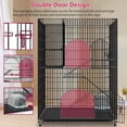 thumbnail image 5 of Jhsomdr 4-Tier Large Cat Cage Indoor Cat Enclosures with Storage Cube 58"H Collapsible Metal Cat Playpen Ferret Cage Outdoor Cat Kennel with 2 Doors, 5 of 9