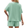 thumbnail image 4 of Short Sleeve Women 2 Pieces Matching Sets Ribbed Tops and Shorts Lounger Sets, 4 of 6