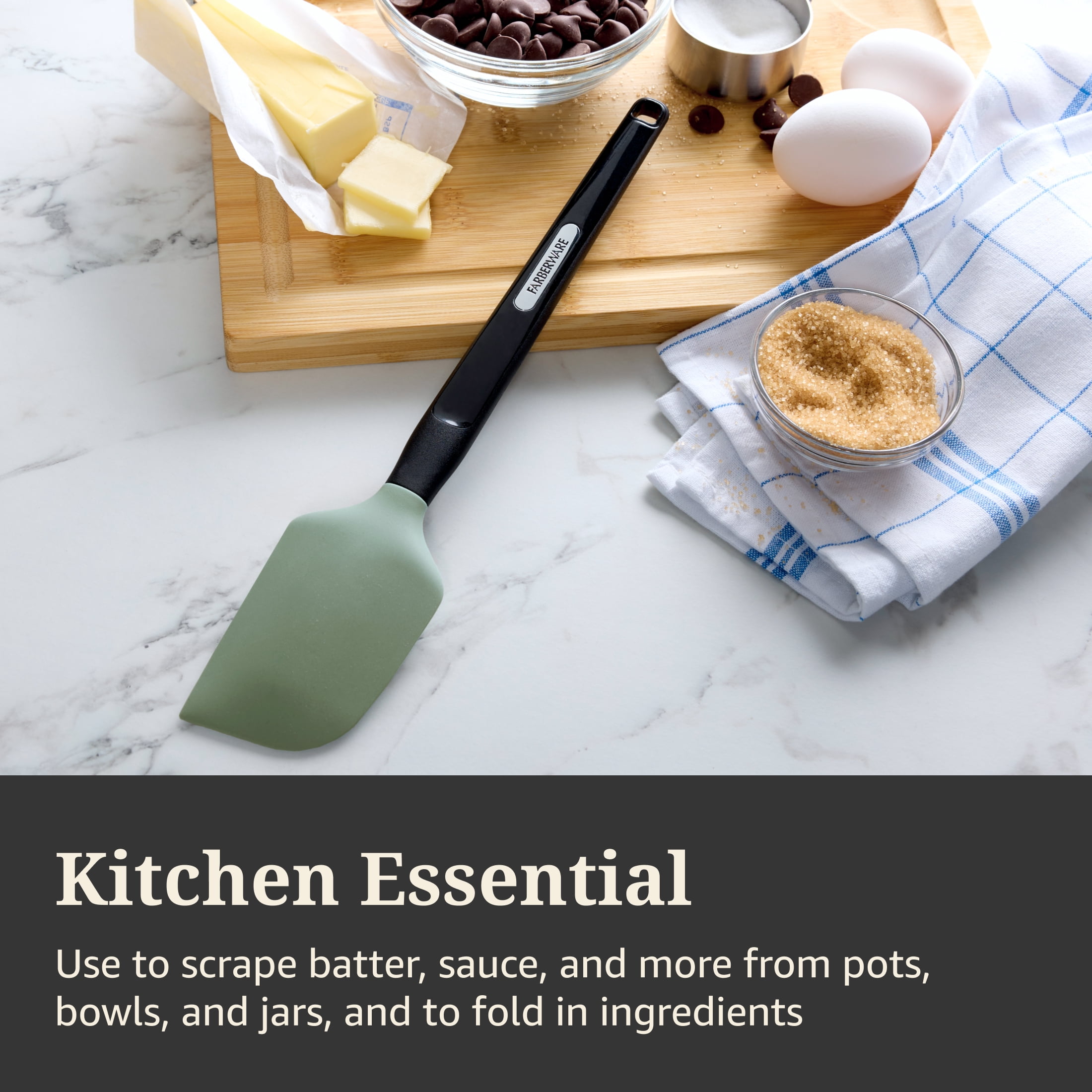 Farberware Professional Silicone Scraper Spatula with Plastic Handle Sage Green