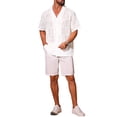 thumbnail image 2 of INSPIRE CHIC Style Men's Hollow Lace Button Down Short Sleeve See Through Mesh Shirt M White, 2 of 5