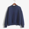 thumbnail image 2 of Mrat Womens Oversized Sweatshirts Turtleneck Pullover Casual Basic Long Sleeve Hoodies Tops Velvet Fall Outfits S-137 Navy S, 2 of 3