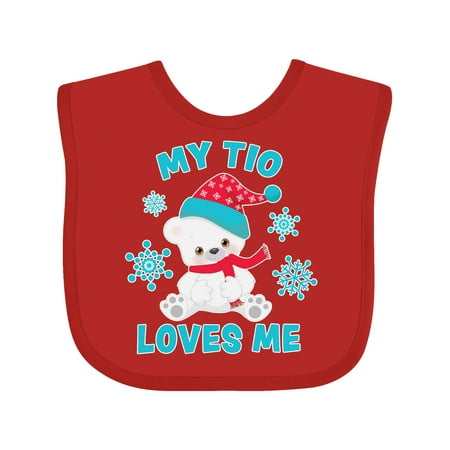 

Inktastic Polar Bear My Tio Loves Me in Santa Hat with Snowflakes Gift Baby Boy or Baby Girl Bib