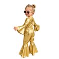 thumbnail image 2 of vastwit Little Girls Shiny Metallic Flare Jumpsuit Disco Themed 70s Birthday Party Outfit Gold 5T, 2 of 7