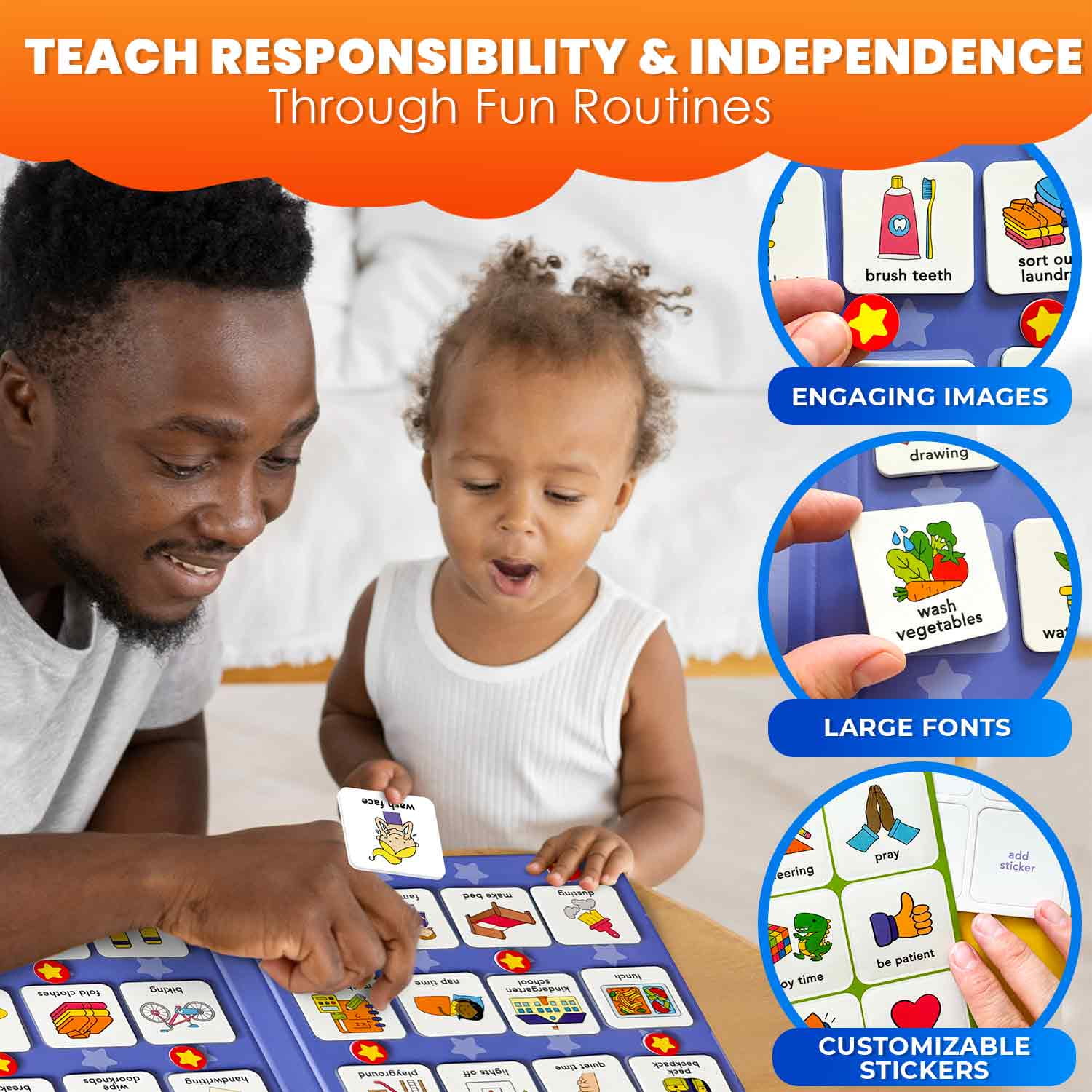 Quokka Magnetic Chore Chart for Kids - Behavior Chart for Kids - 72 Routine Magnets & Star Rewards