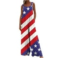 thumbnail image 5 of Hvot&aat 4th of July Romper For Women Independence Day Print Loose Buttoned Jumpsuit American Flag Wide Leg Overall with Pockets, 5 of 7
