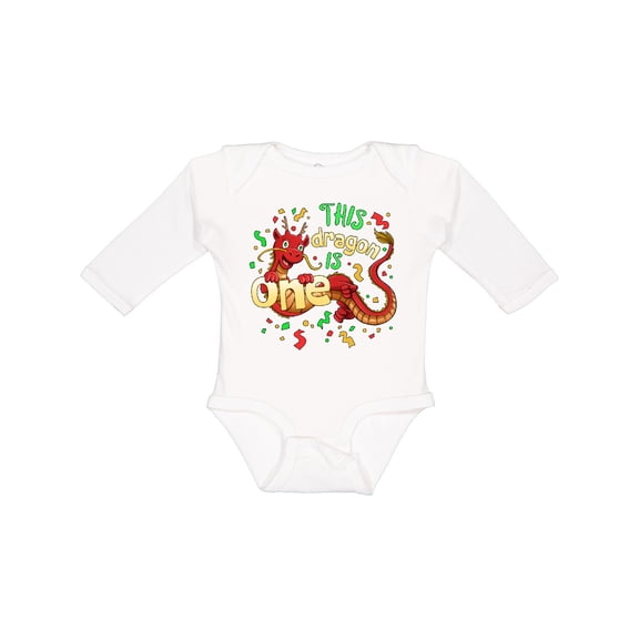 Inktastic This Dragon is One Cute First Birthday Boys or Girls Long Sleeve Baby Bodysuit