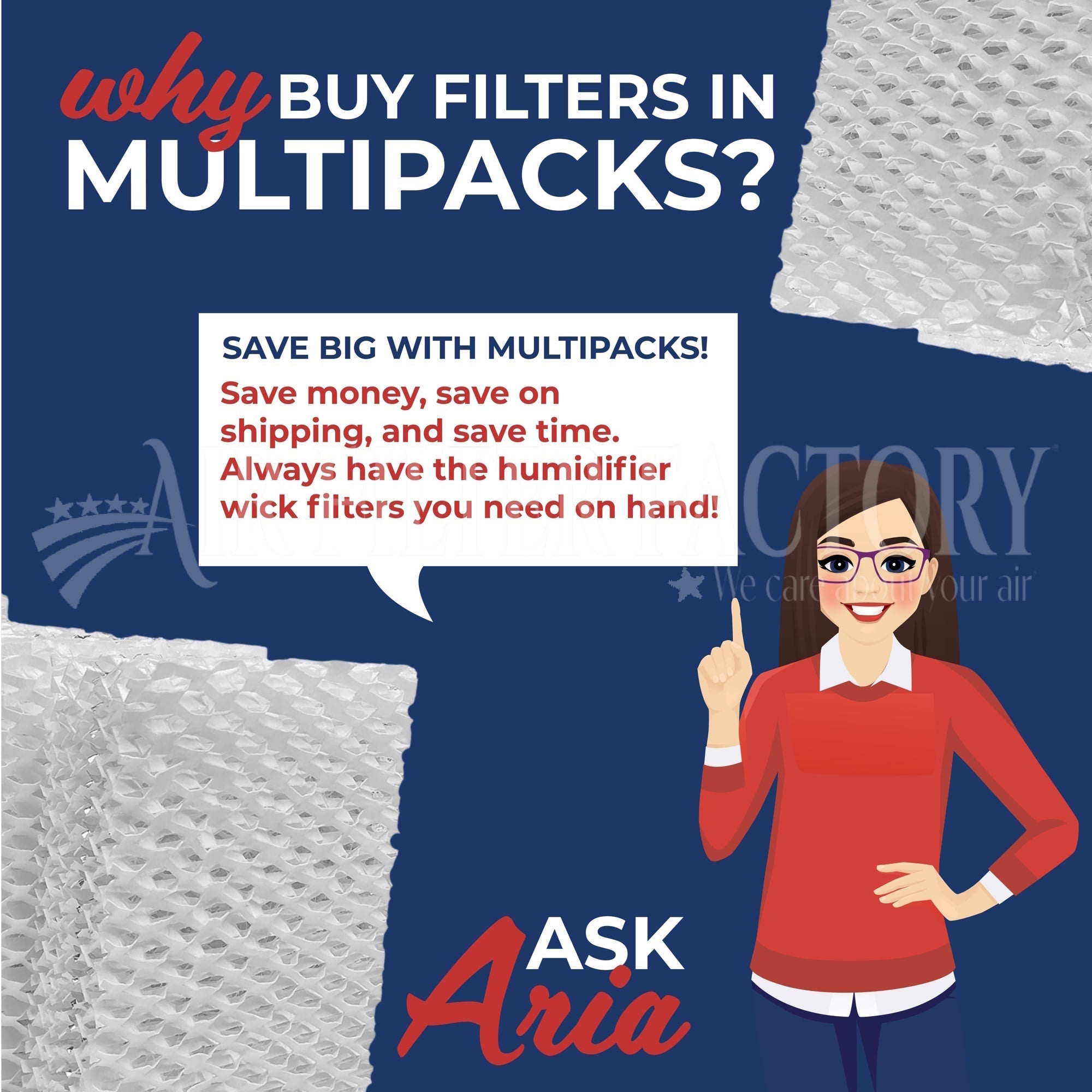 Air Filter Factory Replacement for HM7600, HM7600-U, HWF65, HWF65CS, HWF65PDQU Holmes Humidifier Wick Filter 2 Pack