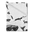 thumbnail image 2 of Whale Soft Flannel Fleece Throw Blanket, Hand Drawn Striped Blur Swimming Schoal of Huge Whales Work of Art, Cozy Plush for Indoor and Outdoor Use, 50" x 70", Black and White, by Ambesonne, 2 of 5
