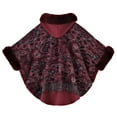 thumbnail image 3 of Domuza Womens Faux Fur Trim Coat Shawls Wrap Winter Vintage Open Front Cardigan Poncho Cape Cloak Wine, 3 of 3