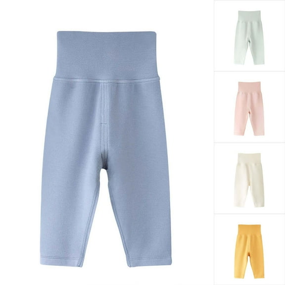 Swuxness Toddler Elastic Fleece Leggings, Fall Long Pants for Kids, Girls Elastic Waist Soft Comfortable Sweatpants for Outdoor Activities for Boys and Girls Blue, 3-4 Years