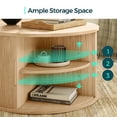 thumbnail image 4 of LINSY HOME Fluted Coffee Table Round with Large Storage, Mid-Century Coffee Table for Living Room with Sliding Tambour Door, Oak, 4 of 6