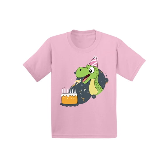 Awkward Styles Dinosaur Birthday Infant Shirt Animal Lover Cute Dinosaur Shirts for Kids Birthday Party Funny Dinosaur with a Birthday Cake Tshirt for Boy Girl Birthday Party T shirts
