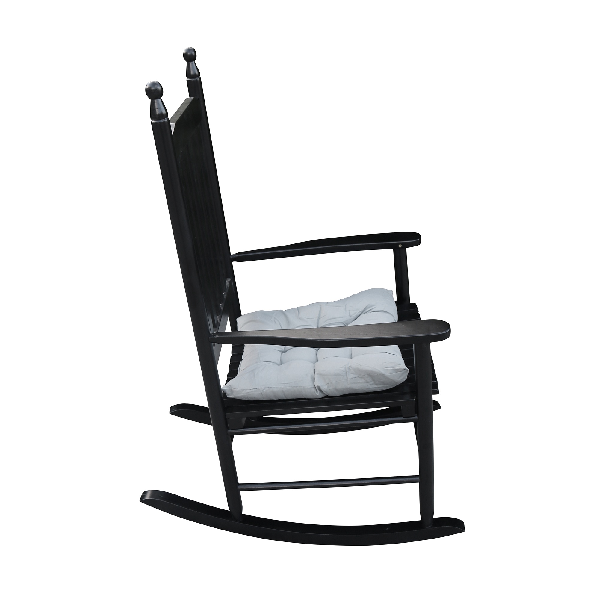 Rocking Chair for Outdoor, Wooden Patio Porch Rocker Chair with Back Support, Ergonomic Wooden Rocking Chair for Patio Porch Backyard, Rocking Bistro Chair Patio Chairs, Max 280lbs, Black, A1592 - image 3 of 7