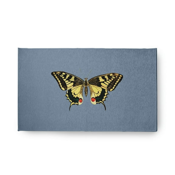 18" x 30" Simply Daisy Rare Swallowtail Butterfly Novelty Chenille Area Rug, Dusty Smoke Blue