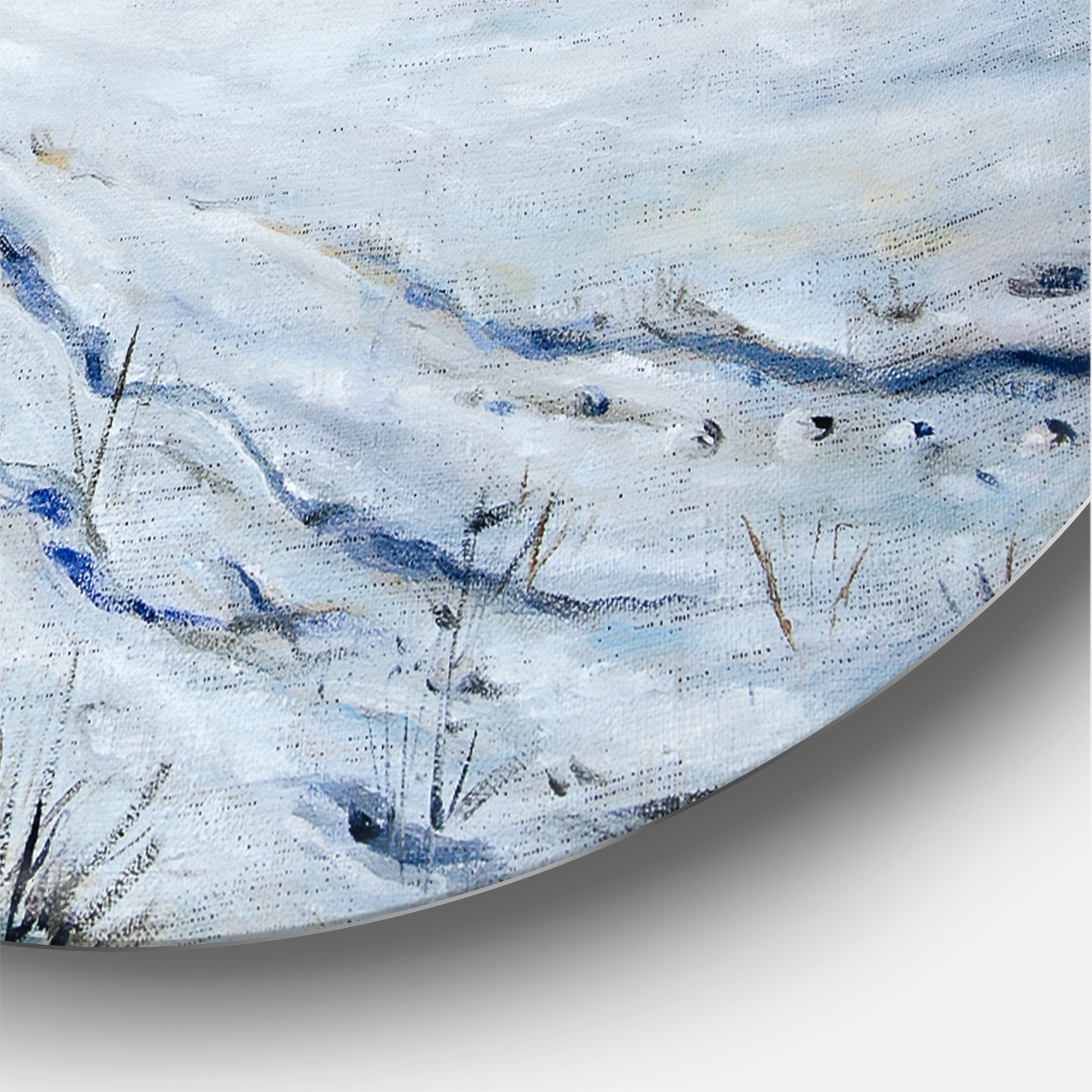 Designart 'Country Road In Winter Times Landscape II' Traditional Circle Metal Wall Art 23x23 - Disc of 23