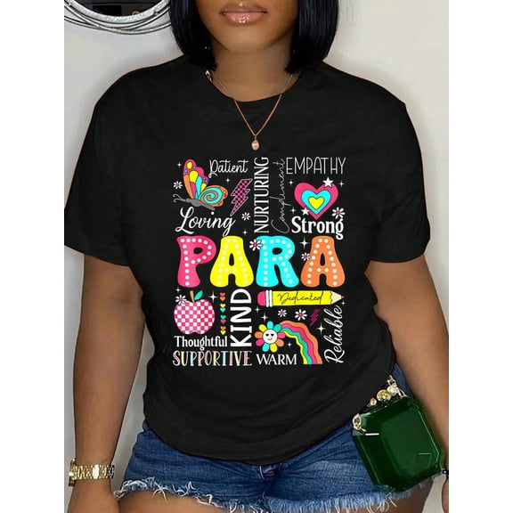 para Paraprofessional Paraeducator First Day Back to School T-Shirt Graphic Tee summer Tops For Women Round Neck Fashion Cotton shirts