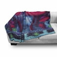 thumbnail image 3 of Mushroom Soft Flannel Fleece Blanket, Magic Mushrooms with Vibrant Neon Design Graphic Image Enchanted Forest Theme Print, Cozy Plush for Indoor and Outdoor Use, 50" x 60", Blue Red, by Ambesonne, 3 of 6