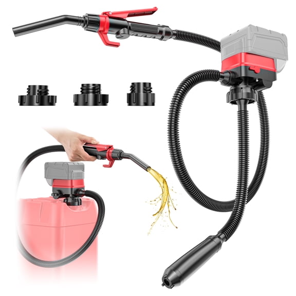 3.2 GPM Cordless Fuel Transfer Pump, Compatible with DeWalt 20V & Milwaukee 18V Batteries, Portable Gas Can Pump with 51'' Hose & 3 Adapters for Diesel & Gasoline (Bare Tool)