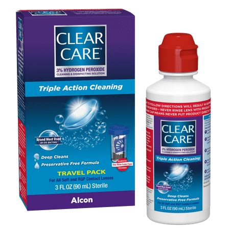 Clear Care Triple Action Cleaning & Disinfecting Contact Lens Solution for Daily Use, Travel Pack, 3 fl oz