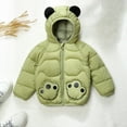 thumbnail image 2 of Toddler Coats For Boys Girls Solid Color Hooded Puffer Jacket Zipper Thicked Warm Padded Coat With Pockets Cute Printed Pattern Snowsuit Fall And Winter Windproof Outwear, 2 of 3
