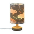 thumbnail image 2 of Fish Leaves Yellow Table Lamp USB Bedside Desk Nightstand Lamp Printed Gifts Small Lamp Wood Base for Bedroom Living Room Kids Room College Dorm, 2 of 7