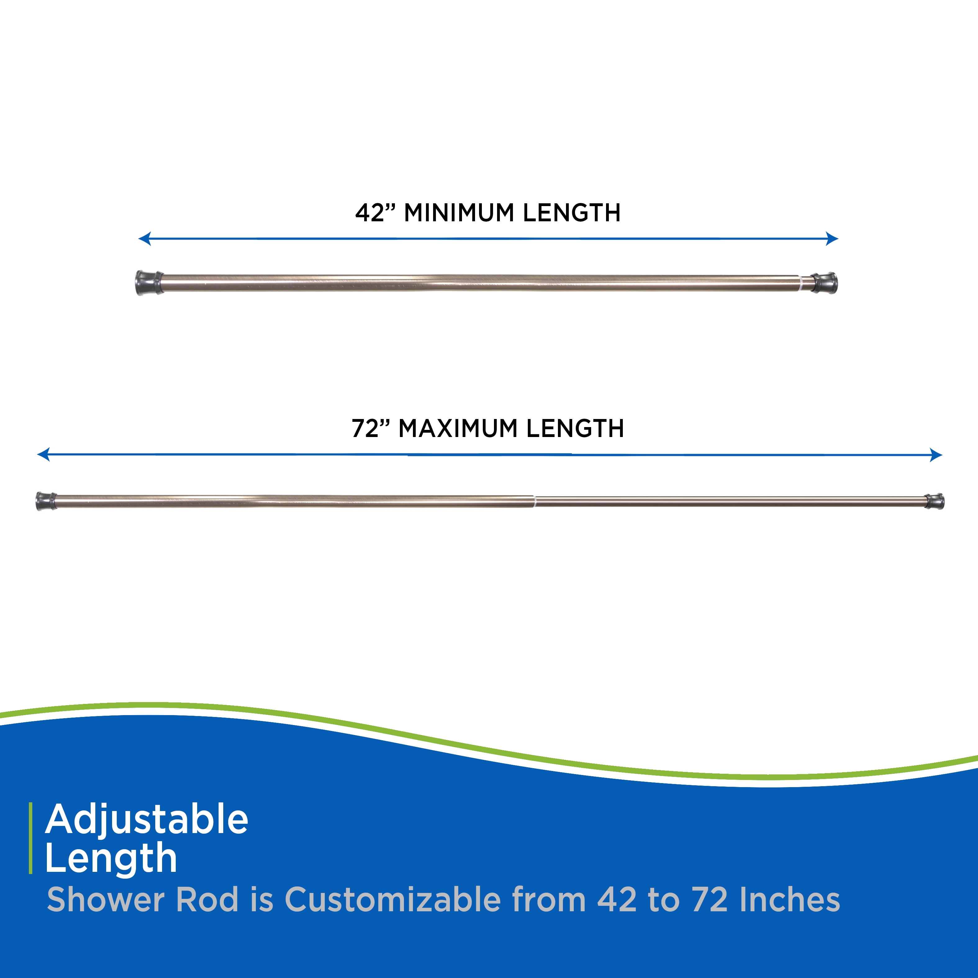 Kenney Twist & Fit Oil Rubbed Bronze Rust-Resistant Cam-Lock Tension Shower Curtain Rod, 42"-72"