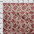 thumbnail image 2 of oneOone Cotton Silk Light Beige Fabric Stripe|Leaves & Floral Artistic Dress Material Fabric Print Fabric By The Yard 42 Inch Wide, 2 of 4