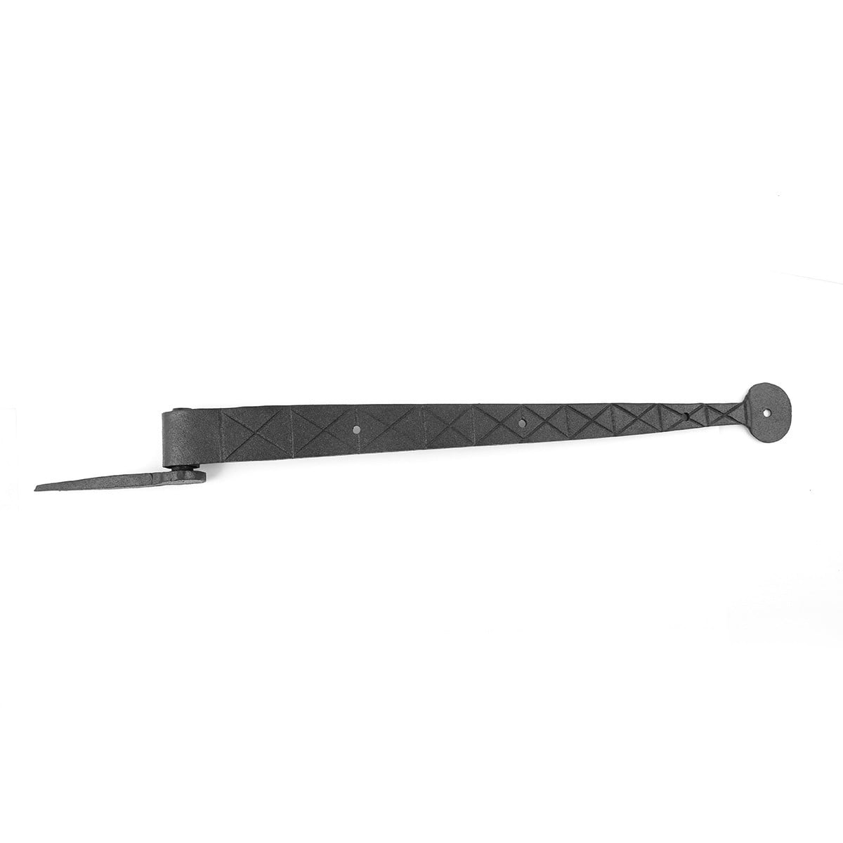 Renovators Supply Black Wrought Iron Lift Off Pintle Strap Hinge 14 in Bean tip Diamond Etch Reversible Pintle Strap Gate and Door Hinges w/Hardware