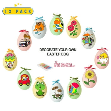 24 Pcs Painting Eggs DIY Ornaments Crafts Easter Decorate Simulation ...