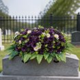 thumbnail image 4 of Roiihwy Memorial Day Decor Artificial Satin Saddle Flower, Tombstone Decoration, Cemetery Grave Memorial Flower, 23.6in Purple, 4 of 7