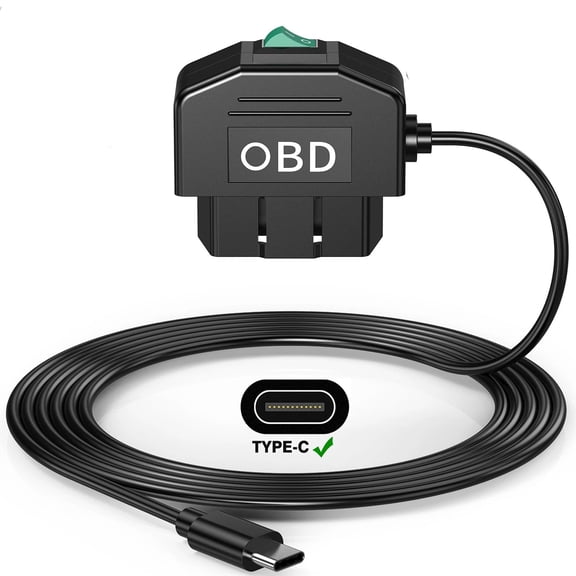 Dash Cam Hardwire Kit OBD, Type C Dash Camera Hardwire Kit USB C with OBD Power Cable for Dashcam 12-24V to 5V/3A with Low Voltage Protection 24h Parking Surveillance/Acc Mode for Dashcam, Radar