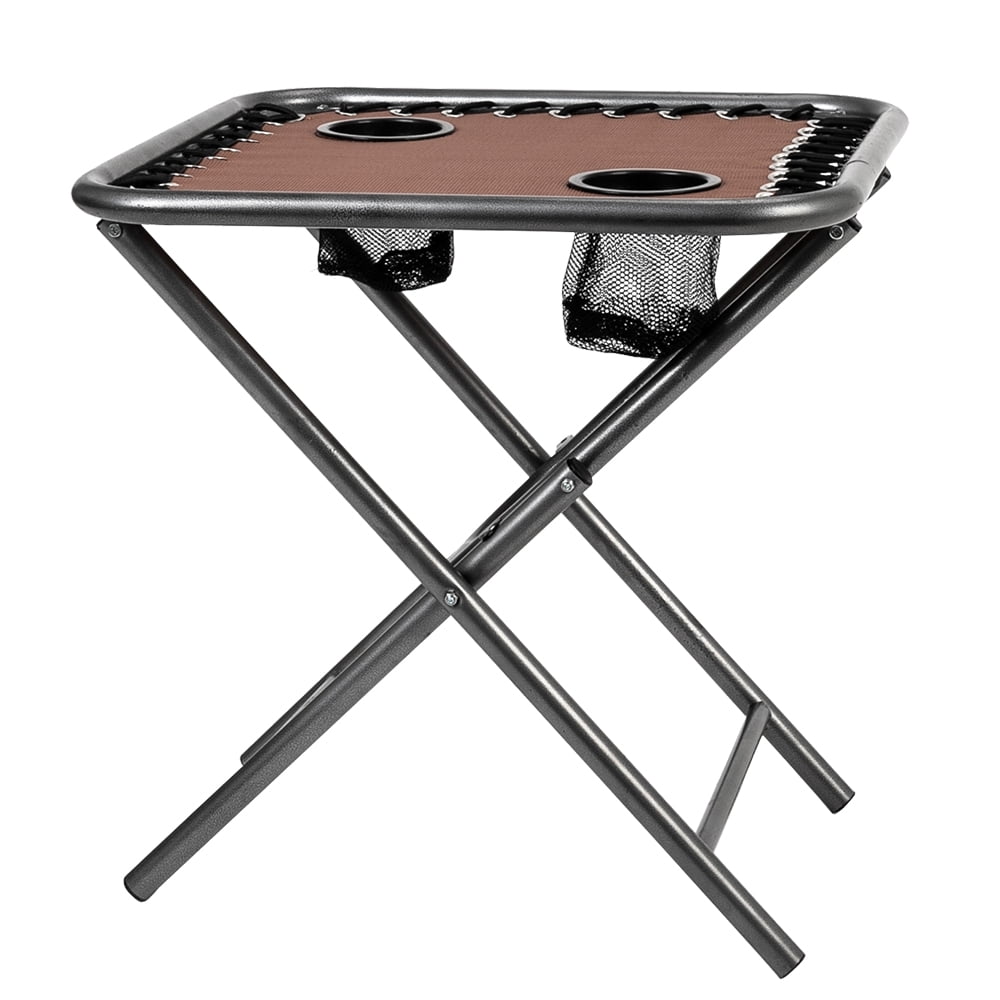 Kepooman 2Pcs Zero Gravity Chair Lounge Chair Table Set, Portable Folding Chairs for Sun Bath, Lawn & Patio Chair, Folding Beach Chair with Detachable Cup Holder, Brown