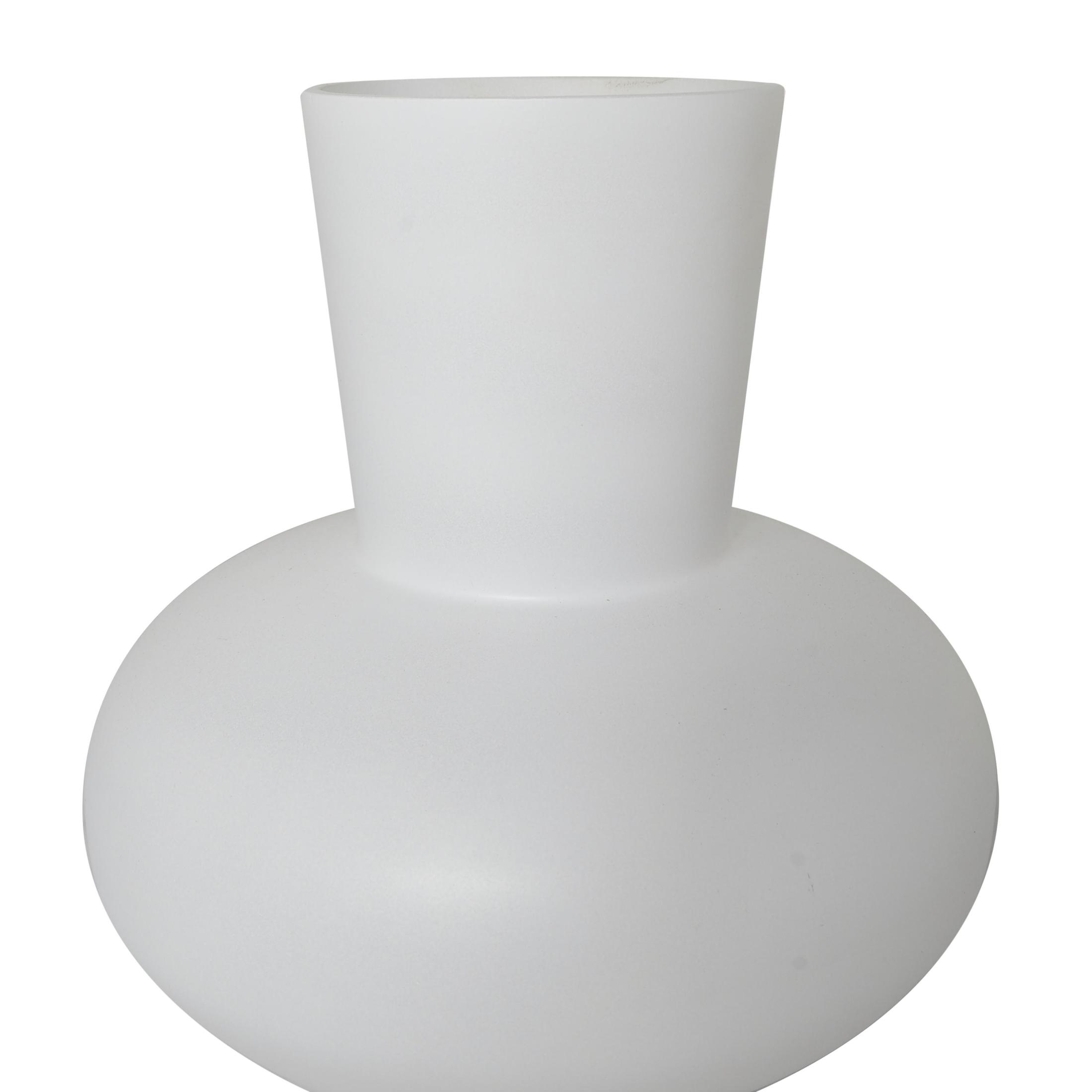 DecMode 10", 10"H Trumpet White Glass Vase with Wide Rounded Center, Set of 2