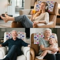 thumbnail image 7 of SCRAWLGOD Flower Print Violet White 2 PCS Recliner Headrest Protector, Headrest Cover for Recliner Chair, Sofa Covers, Couch Chair Head Protector for Sofa 17x27in, 7 of 7
