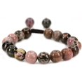 thumbnail image 1 of Angelstones Handmade Gemstone 10mm Matrix Rhodonite Round Beads Adjustable Braided Macrame Tassels Chakra Reiki Bracelets 7-9 inch Unisex, 1 of 2