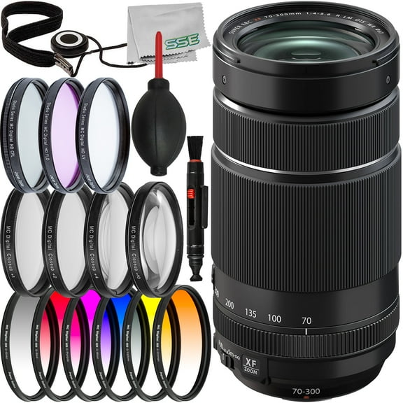 FUJIFILM XF 70-300mm f/4-5.6 R LM OIS WR Lens with Essential Accessory Bundle: 3PC Multi-Coated UV Filter Kit (UV, CPL, FLD), Lens Cap Keeper & More (22pc Bundle)