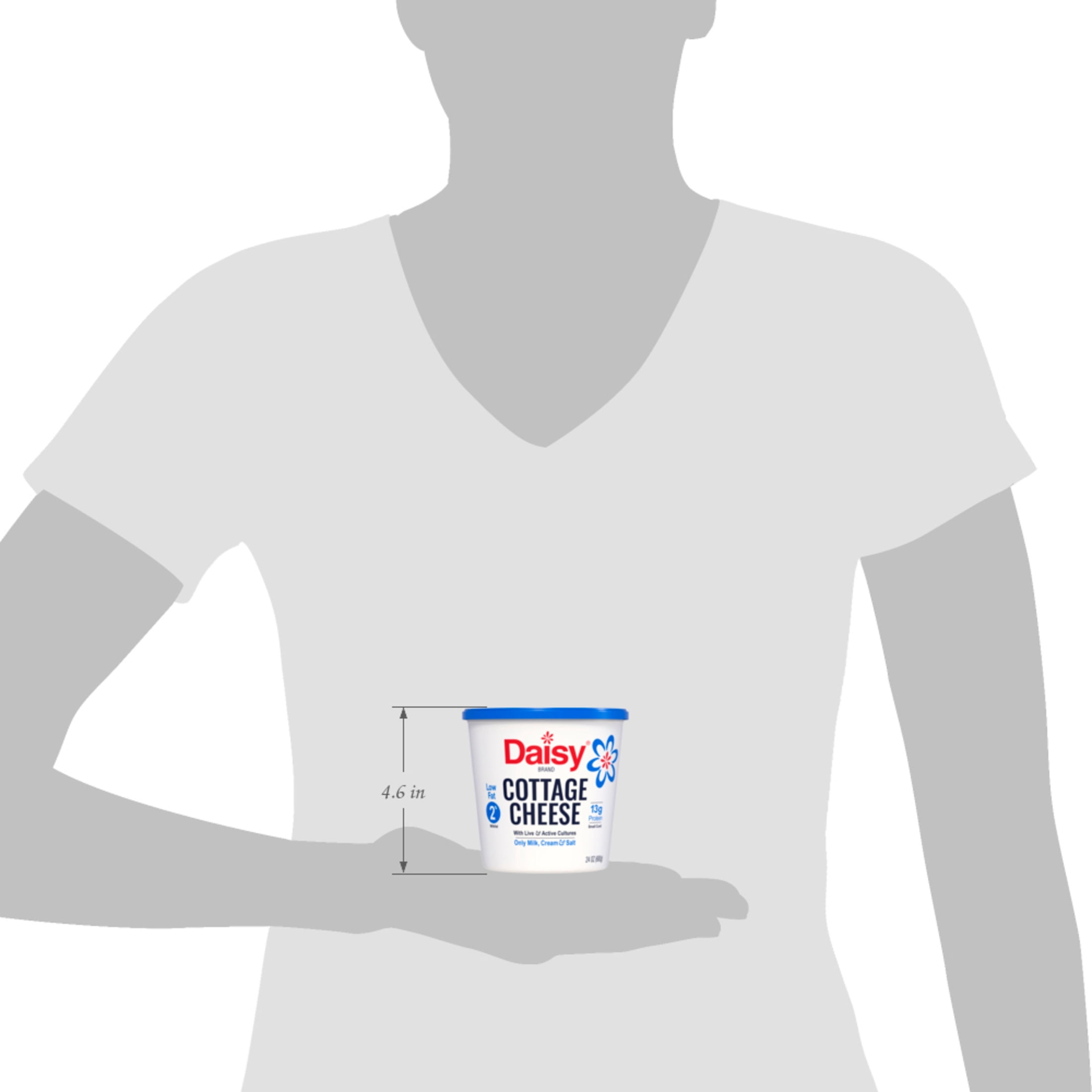 Daisy Pure and Natural Low Fat Cottage Cheese, 2% Milkfat, 24 oz (1.5 lb) Tub (Refrigerated) – 13g of Protein per Serving