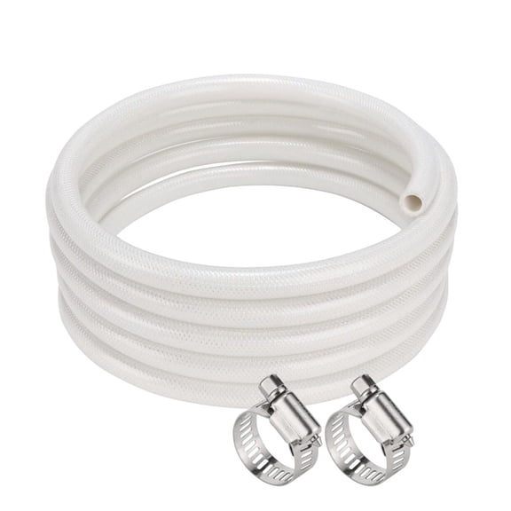Krydros 10 ft. Clear Flexible PVC Tubing, 1/2" ID x 3/4" OD, with 2 Stainless Steel Hose Clamps