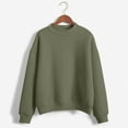thumbnail image 5 of Dowegor Women's Solid Color Round Neck Oversized Sweatshirt Loose Fit Long Sleeve Light Sweatshirt Loose Blouse Women Sweatshirt Long Sleeve Pullover for Women Womens Hoodies Pullover Green L, 5 of 8