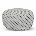 thumbnail image 1 of Rhombus Print Pouf Cover with Zipper, Thin Zigzag Lines and Diamond Shapes Composition Continuing Concept, Soft Decorative Fabric Unstuffed Case, 30" W X 17.3" L, Dark Grey and White, by Ambesonne, 1 of 5