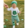 thumbnail image 5 of My First St Patricks Day Baby Boy Girl Outfits Mama‘s Luck Charm Letter Shamrock Embroidery Long Sleeve Romper Stripe Pants and Hat 3Pcs Casual Spring Clothes Set, 5 of 10
