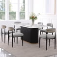 thumbnail image 6 of 7PCS Morden Fort 71" Dining Table Set for 6, White Marble Top Dining Table with 6 Armless Grey Boucle Chairs for Kitchen, Dining Room, Restaurant, Conference Room, 6 of 7