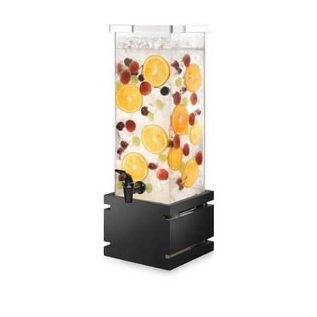 Rosseto Serving Solutions LD121 Beverage Dispenser- 2 Gal Square with Black Gloss Bamboo Base & Ice Basket