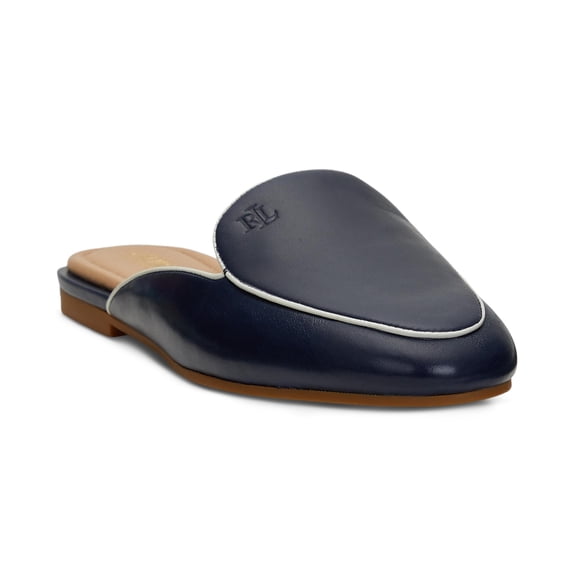 Lauren Ralph Lauren Womens Aliana II Mule Loafer Refined Navy, Vanilla 10M