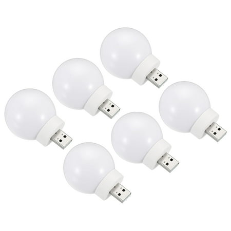 

Uxcell USB Plug in Night Light 1W Portable Mini LED Lamp Bulb Warm White 6 Pack