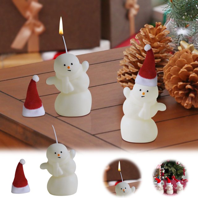 Xihbxyly Ofertas de Liquidación de Open Box 2 Velas de Muñeco de Nieve, Divertidas Velas Navideñas, Fiestas de Invierno