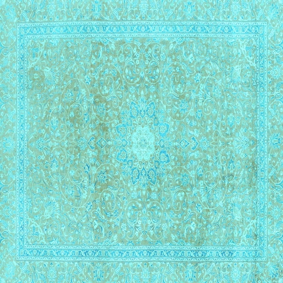 Ahgly Company Machine Washable Indoor Square Abstract Light Blue Modern Area Rugs, 3' Square